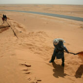 Construction workers along the Trans-Sahara Highway in Mauritania