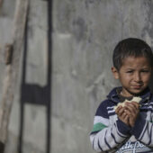 Young Palestinian at the al-Shati refugee camp in Gaza City