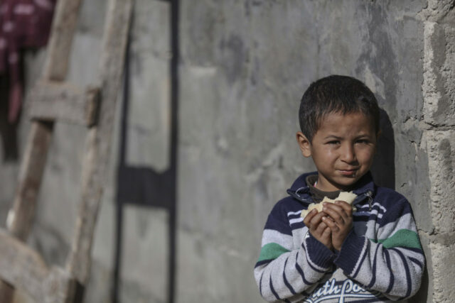 Young Palestinian at the al-Shati refugee camp in Gaza City