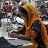 Woman working in a garment factory in Bangladesh