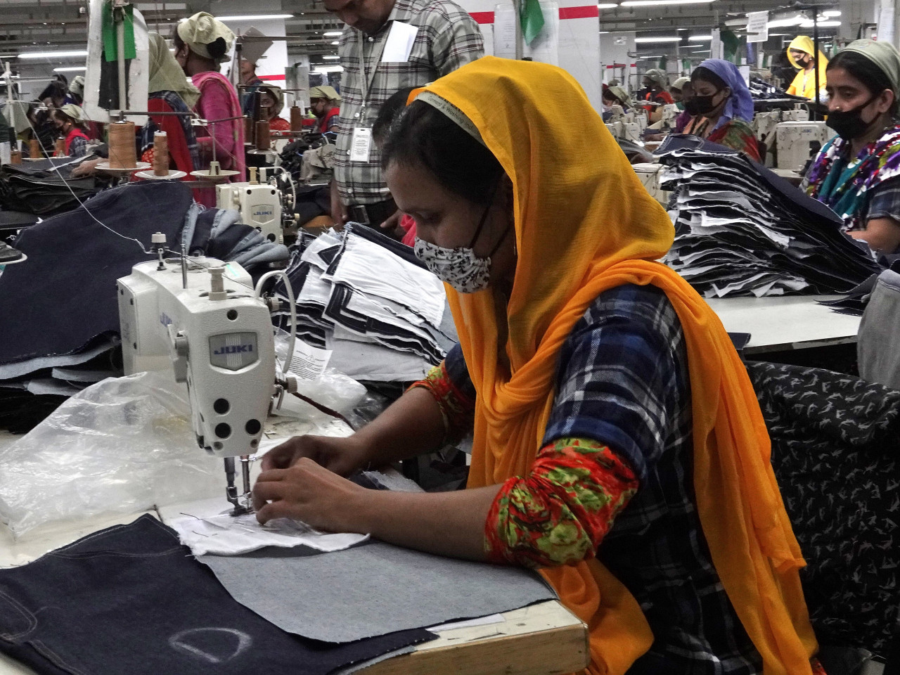 Woman working in a garment factory in Bangladesh