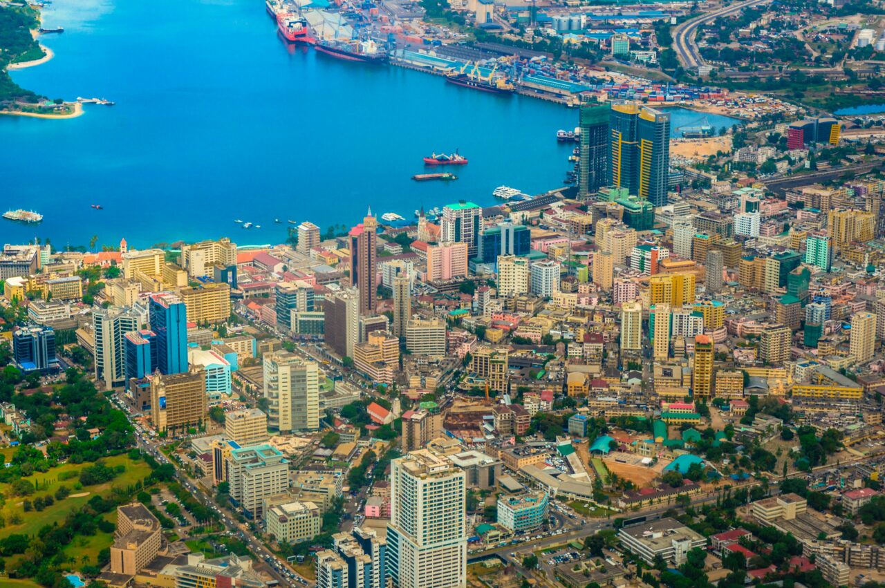 Aerial view of Dar es Salaam, Tanzania, Africa,